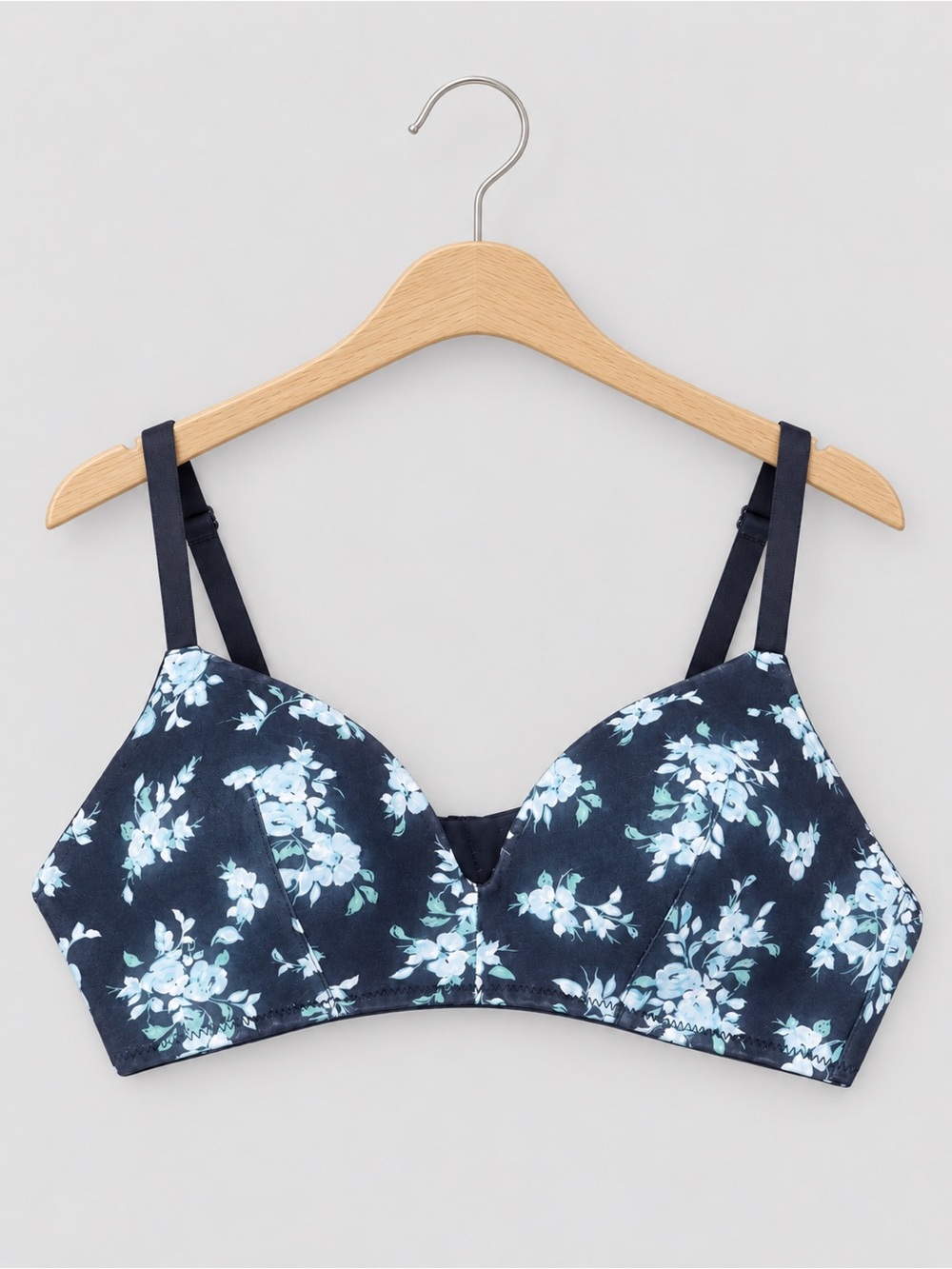 🍒3/33$ Floral Wireless Bra - Navy Blue